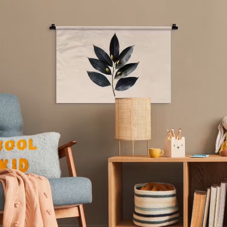 Laurierbladeren - Bloemknoppen - subtiel Wandkleed katoen klein -wsfeer4_kind