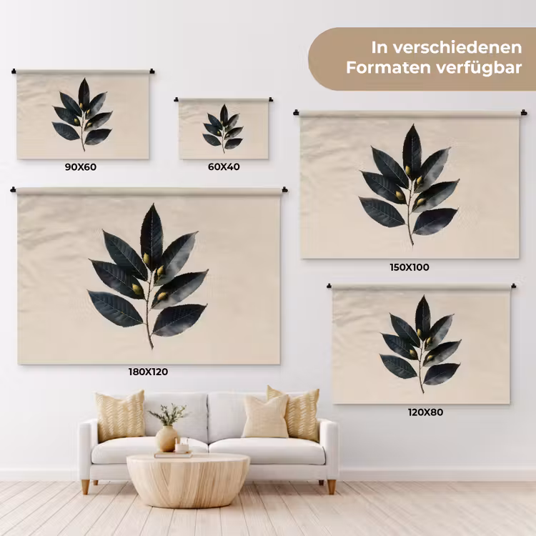 Laurierbladeren - Bloemknoppen - subtiel Wandkleed katoen klein -tsfeer8_DE