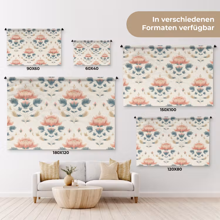 Lotus - Bloemen - Roze Wandkleed katoen klein 269 -tsfeer8_DE