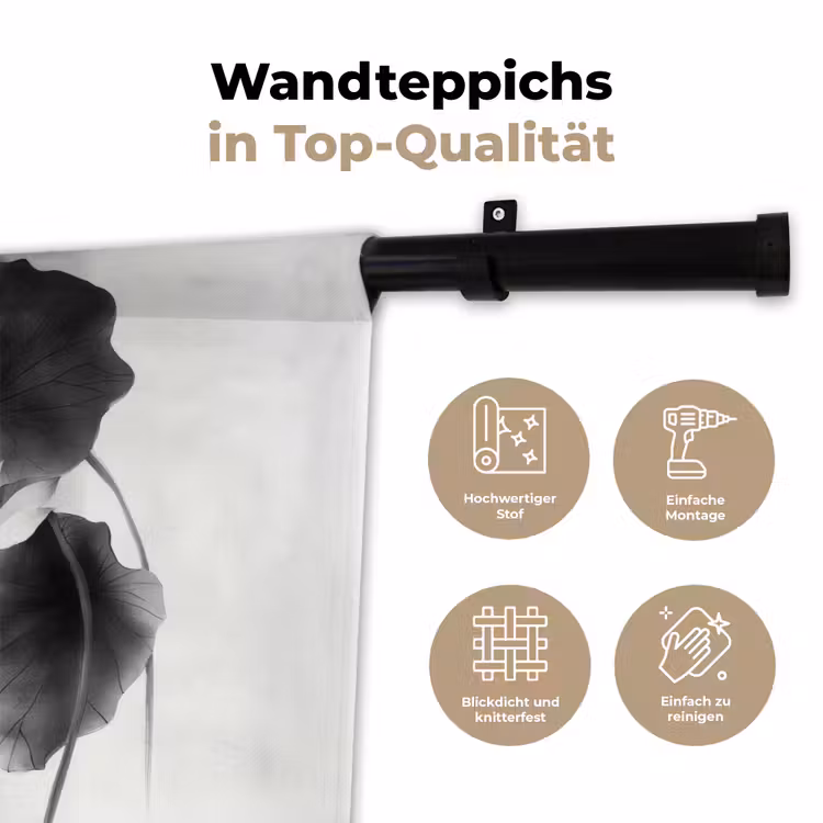 Lotusbloemen - Vissen - Bladeren - Zwart Wandkleed katoen klein -tsfeer2_DE