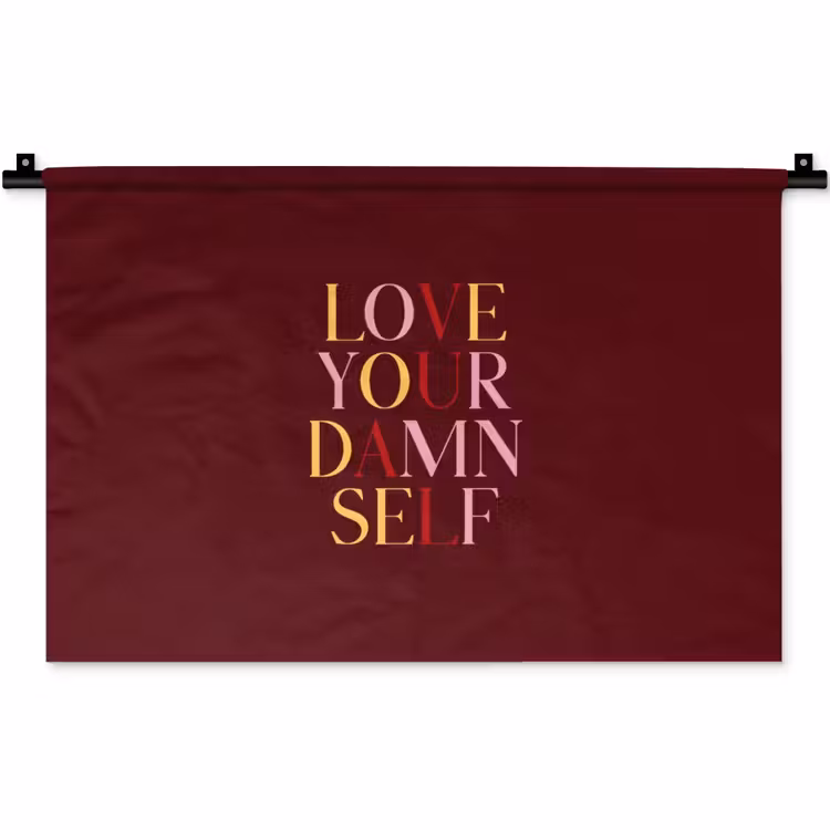 Love your damn self - Kleurrijk - Bordeaux Wandkleed katoen klein -zz3d