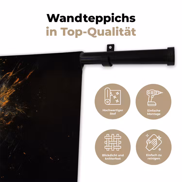 Leeuw - Zwart - Oranje - Verf Wandkleed katoen klein -tsfeer2_DE