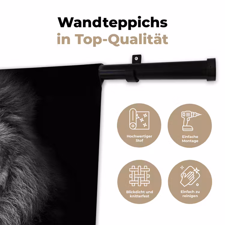Leeuw - Dieren - Zwart - Wit Wandkleed katoen klein -tsfeer2_DE