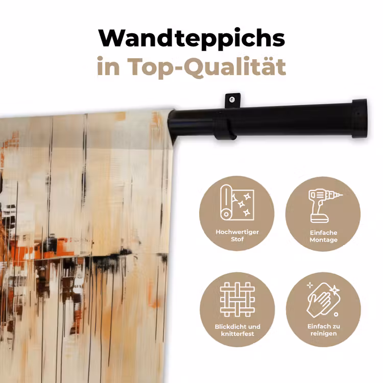 Leeuwenkop - Lijnen - Crème Wandkleed katoen klein -tsfeer2_DE