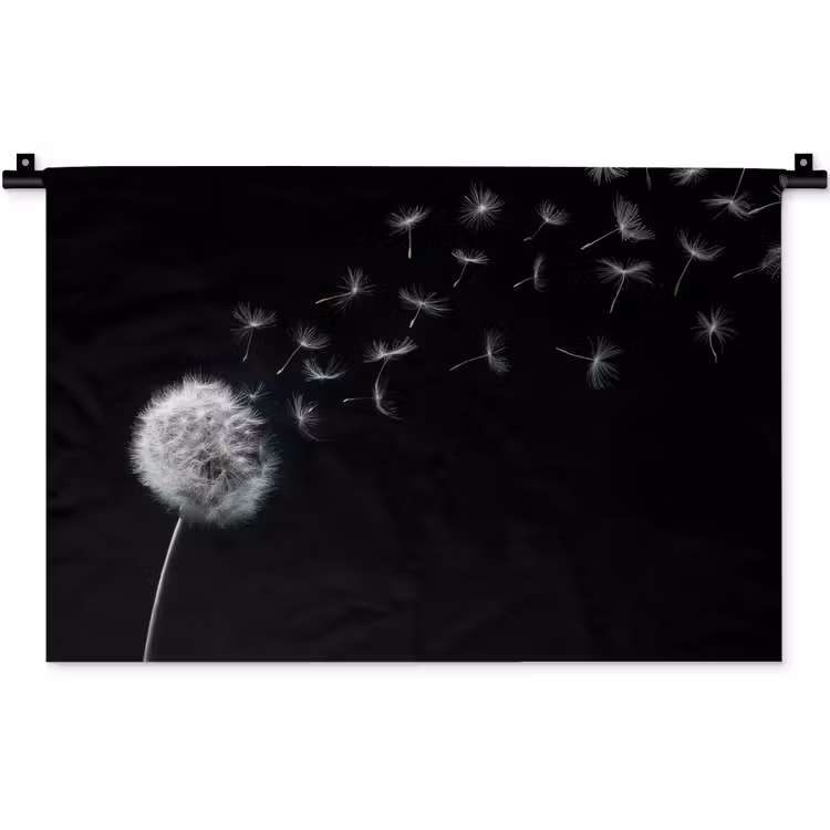 Paardenbloem - Zwart - Natuur Wandkleed katoen klein -zz3d