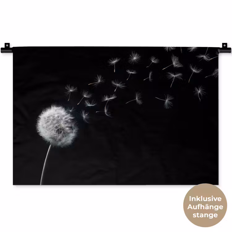 Paardenbloem - Zwart - Natuur Wandkleed katoen klein -t3d_DE