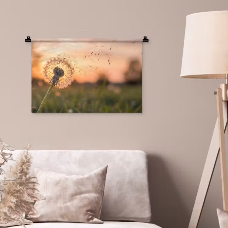 Paardenbloem - Zonsondergang - Veld Wandkleed katoen klein -sfeer4