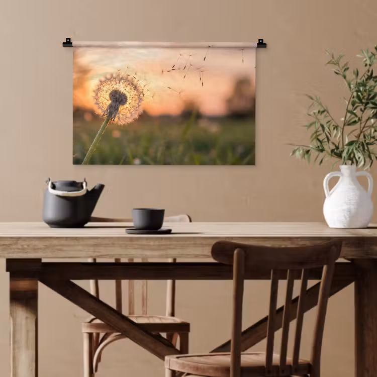 Paardenbloem - Zonsondergang - Veld Wandkleed katoen klein -sfeer6