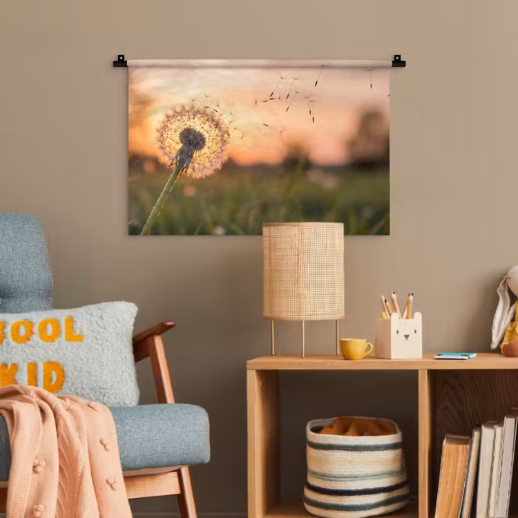Paardenbloem - Zonsondergang - Veld Wandkleed katoen klein -wsfeer4_kind