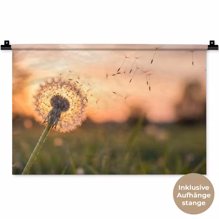 Paardenbloem - Zonsondergang - Veld Wandkleed katoen klein -t3d_DE