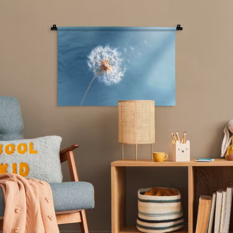 Paardenbloem - Wind - Blauw Wandkleed katoen klein -wsfeer4_kind