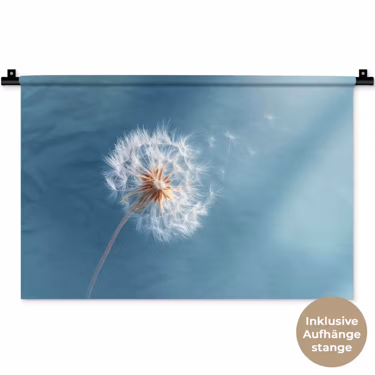 Paardenbloem - Wind - Blauw Wandkleed katoen klein -t3d_DE