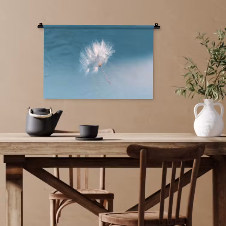 Paardenbloempluisje - Blauw - Lucht Wandkleed katoen klein -sfeer6