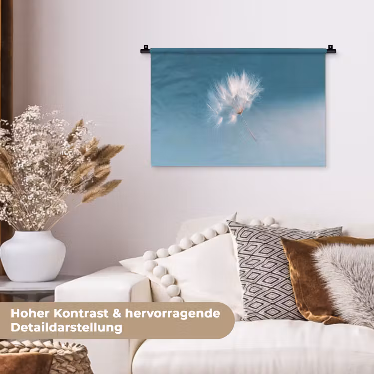 Paardenbloempluisje - Blauw - Lucht Wandkleed katoen klein -tsfeer1_DE