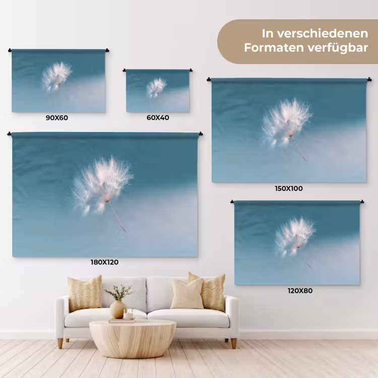 Paardenbloempluisje - Blauw - Lucht Wandkleed katoen klein -tsfeer8_DE