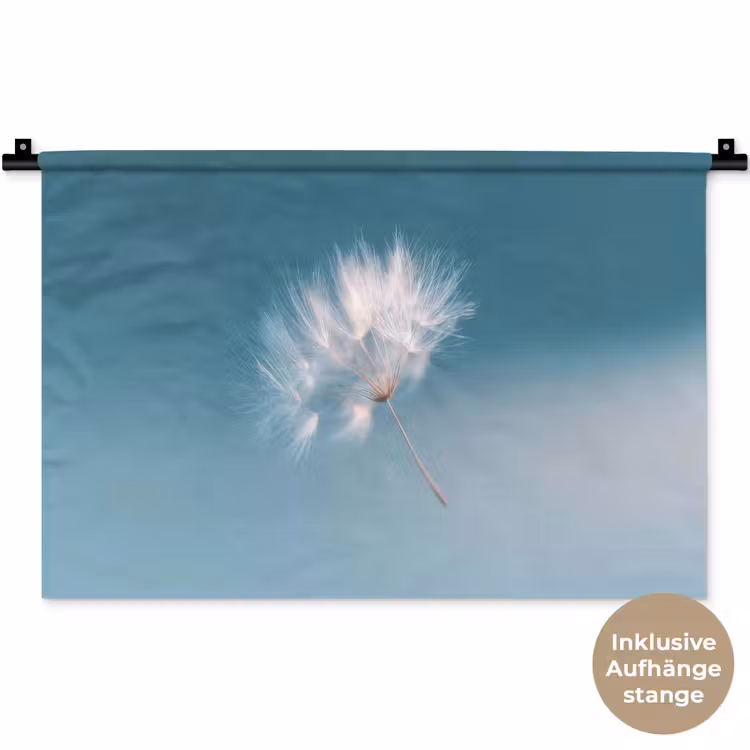 Paardenbloempluisje - Blauw - Lucht Wandkleed katoen klein -t3d_DE