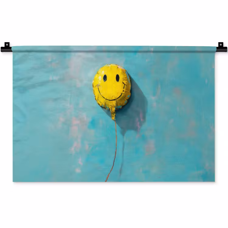 Ballon - Geel - Smiley Wandkleed katoen klein -zz3d