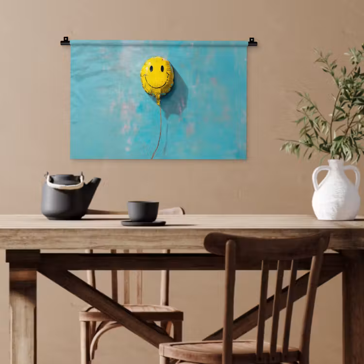 Ballon - Geel - Smiley Wandkleed katoen klein -sfeer6