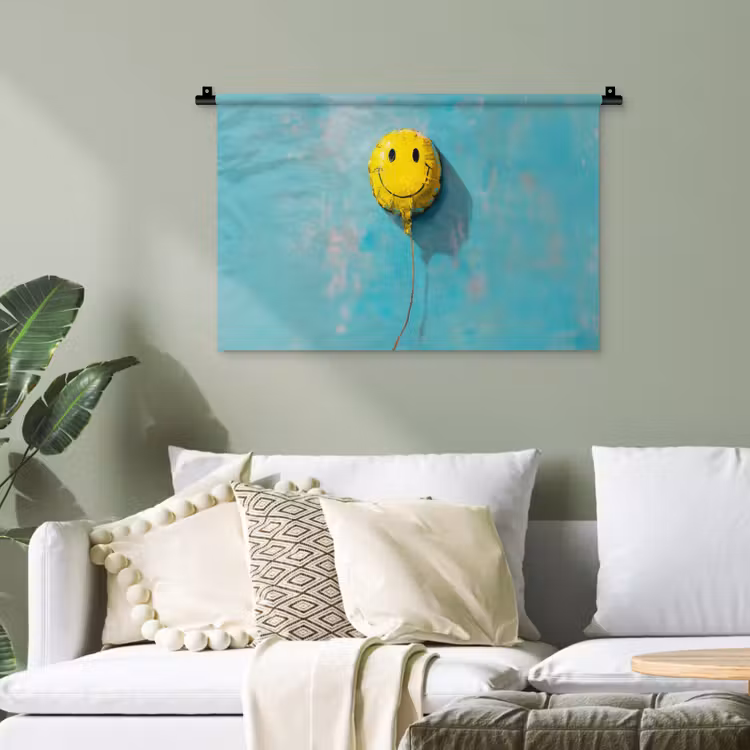 Ballon - Geel - Smiley Wandkleed katoen klein -sfeer7