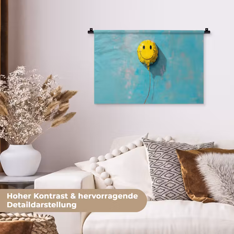 Ballon - Geel - Smiley Wandkleed katoen klein -tsfeer1_DE
