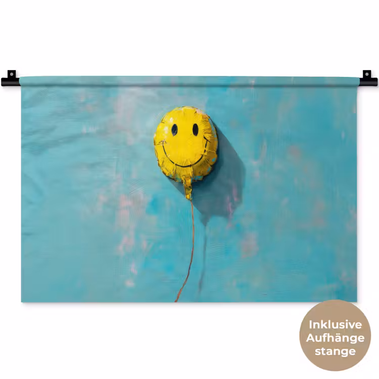 Ballon - Geel - Smiley Wandkleed katoen klein -t3d_DE