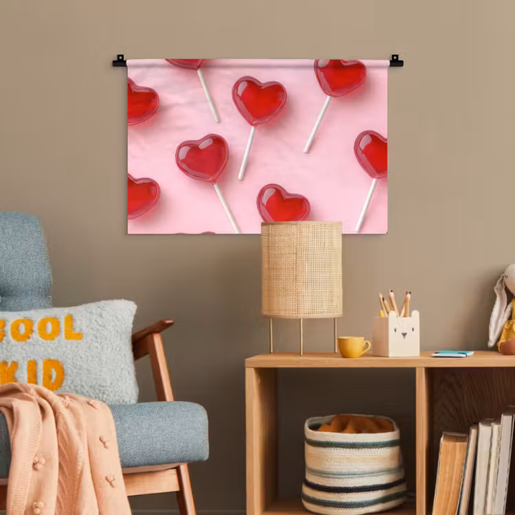Lollies - Hartjes - Roze Wandkleed katoen klein -wsfeer4_kind