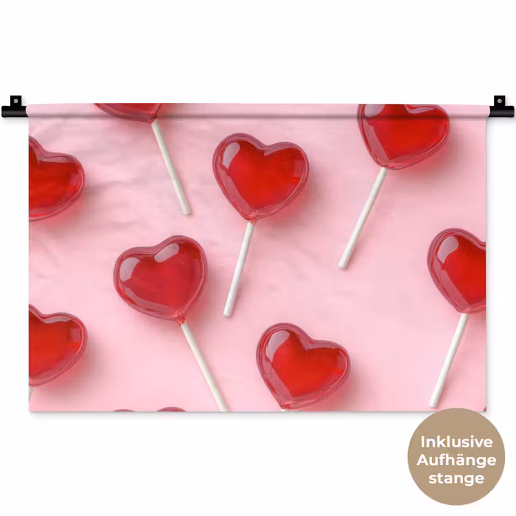 Lollies - Hartjes - Roze Wandkleed katoen klein -t3d_DE