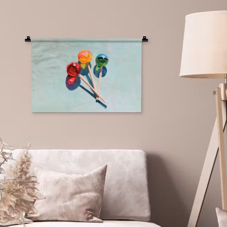 Lollys - Schaduw - Drie - Blauw Wandkleed katoen klein -sfeer4