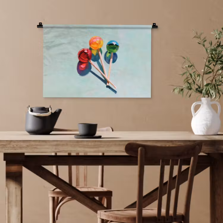 Lollys - Schaduw - Drie - Blauw Wandkleed katoen klein -sfeer6
