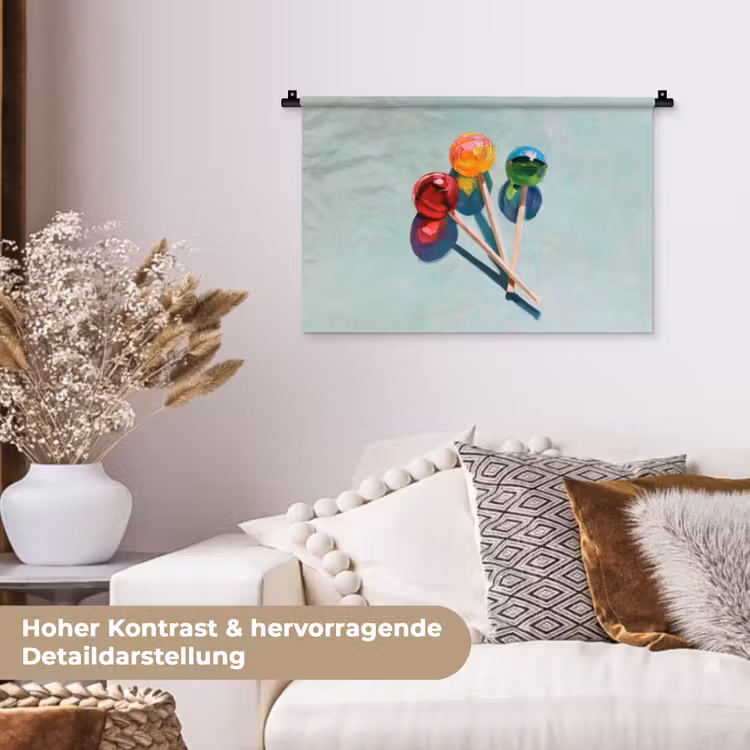 Lollys - Schaduw - Drie - Blauw Wandkleed katoen klein -tsfeer1_DE