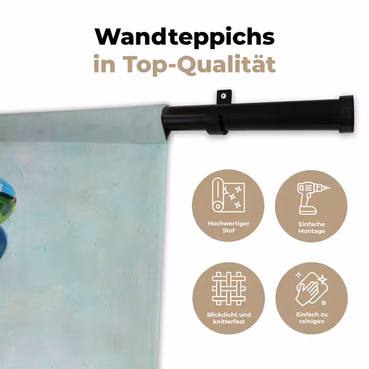 Lollys - Schaduw - Drie - Blauw Wandkleed katoen klein -tsfeer2_DE