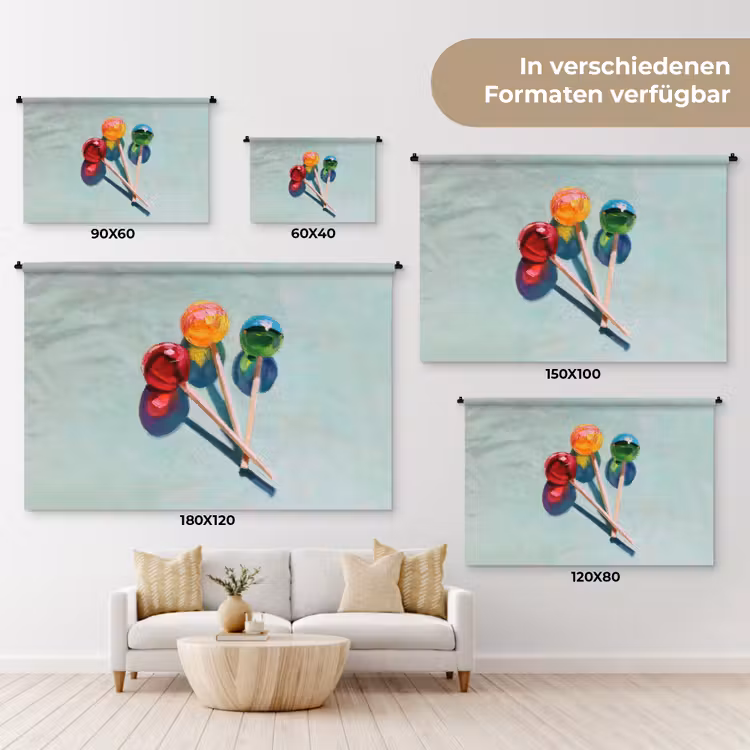 Lollys - Schaduw - Drie - Blauw Wandkleed katoen klein -tsfeer8_DE