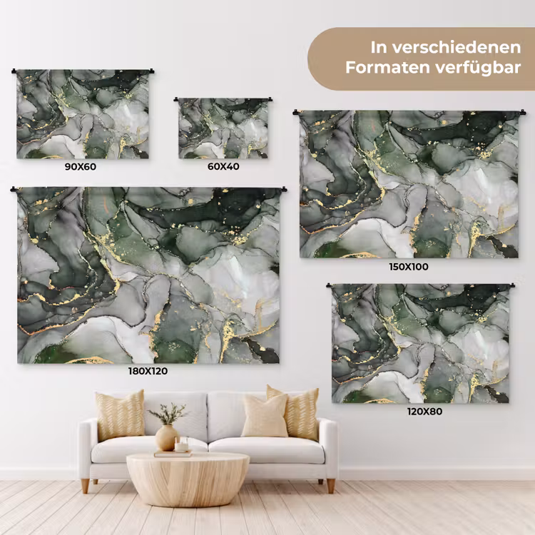 Luxe - Marmer - Groen Wandkleed katoen klein -tsfeer8_DE