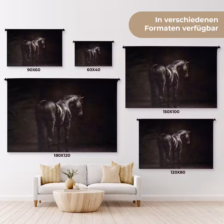 Krachtig - Paard - Donker Wandkleed katoen klein -tsfeer8_DE