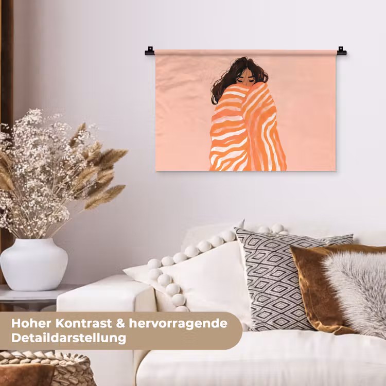 Meisje - Deken - Gestreept - Oranje Wandkleed katoen klein -tsfeer1_DE