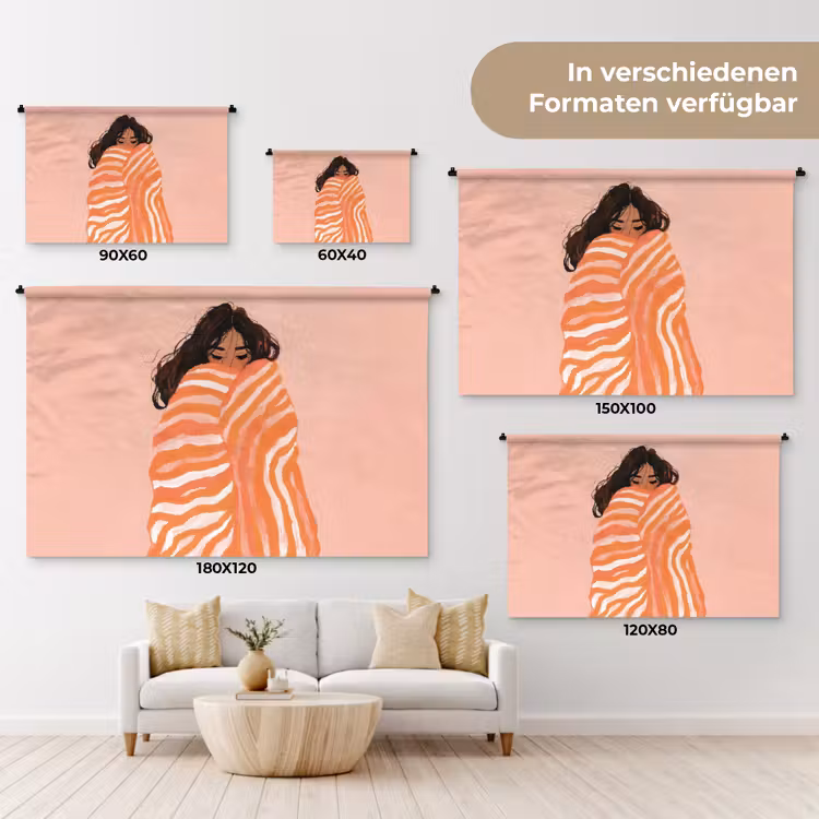 Meisje - Deken - Gestreept - Oranje Wandkleed katoen klein -tsfeer8_DE