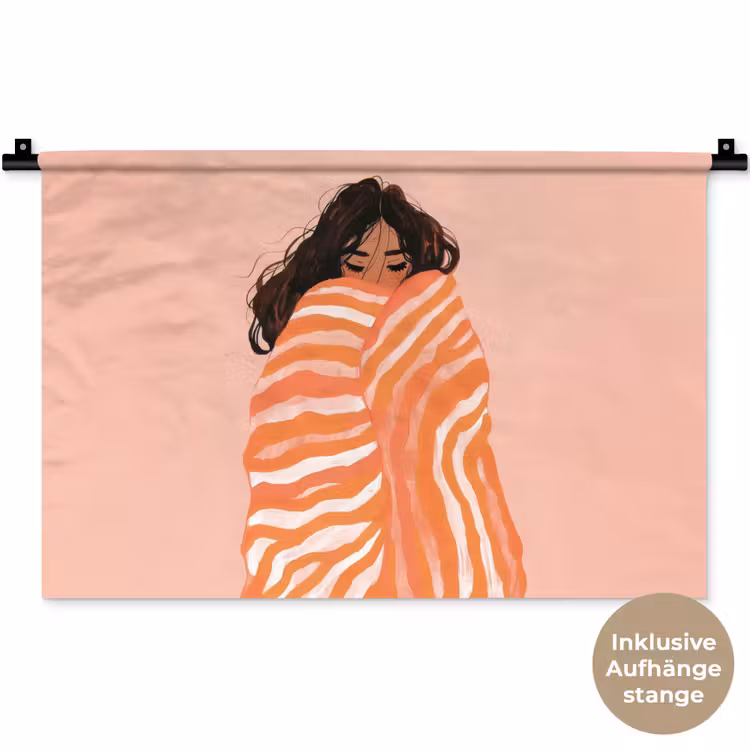 Meisje - Deken - Gestreept - Oranje Wandkleed katoen klein -t3d_DE