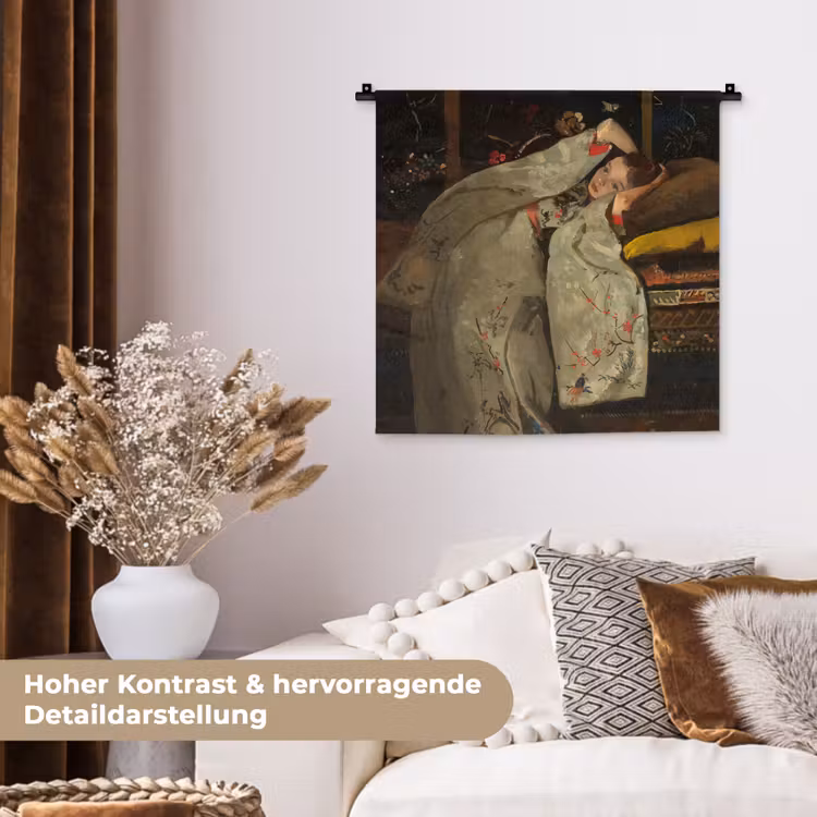 Meisje in witte kimono - Schilderij van George Hendrik Breitner Wandkleed katoen klein -tsfeer1_DE