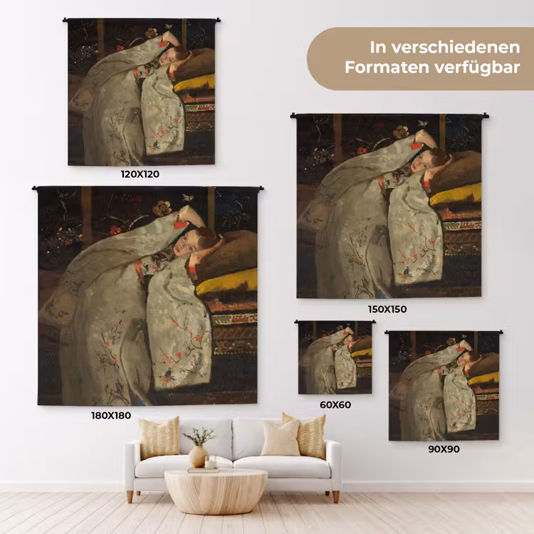 Meisje in witte kimono - Schilderij van George Hendrik Breitner Wandkleed katoen klein -tsfeer8_DE