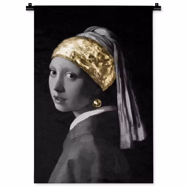 Meisje met de parel - Johannes Vermeer - Goud Wandkleed katoen klein -zz3d