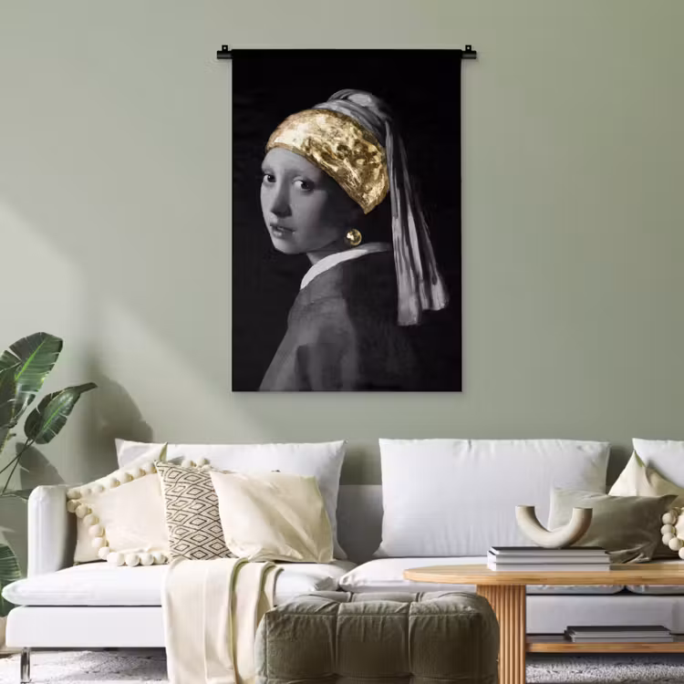 Meisje met de parel - Johannes Vermeer - Goud Wandkleed katoen klein -sfeer7