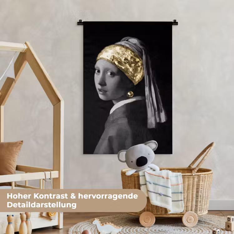 Meisje met de parel - Johannes Vermeer - Goud Wandkleed katoen klein -xsfeer1_kind_DE