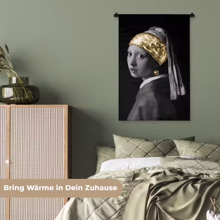 Meisje met de parel - Johannes Vermeer - Goud Wandkleed katoen klein -tsfeer3_DE