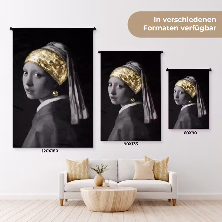 Meisje met de parel - Johannes Vermeer - Goud Wandkleed katoen klein -tsfeer8_DE