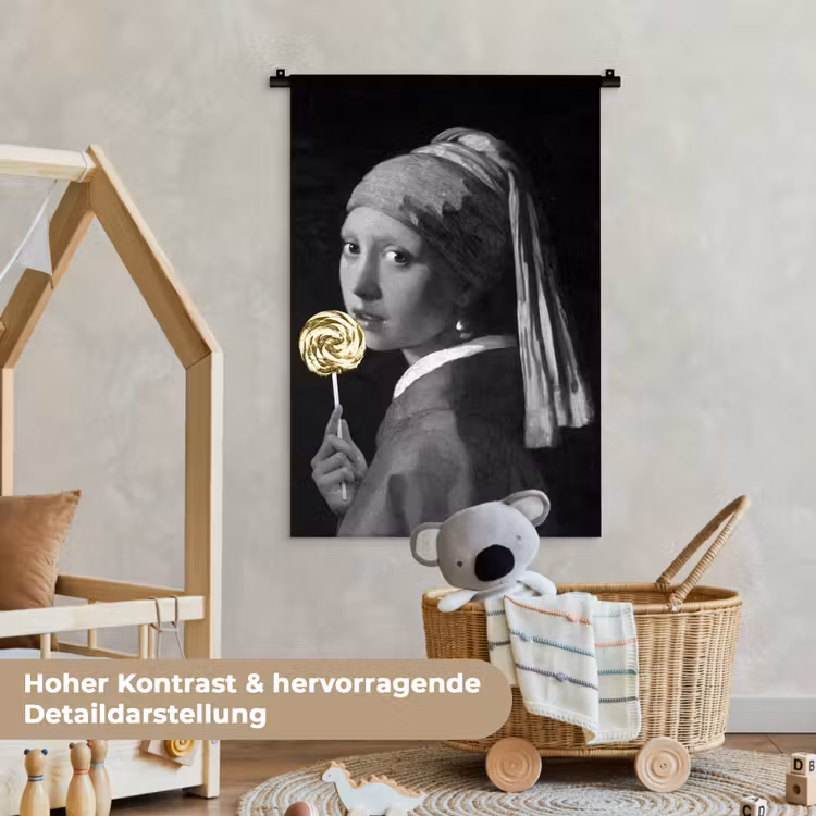 Meisje met de parel - Johannes Vermeer - Lolly - Goud Wandkleed katoen klein -xsfeer1_kind_DE