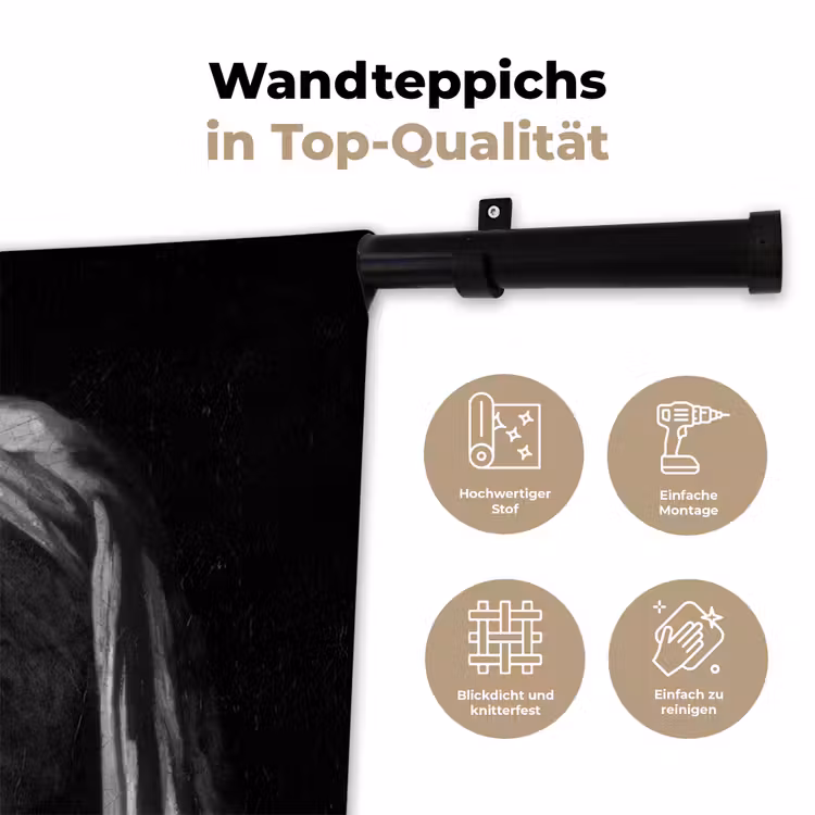 Meisje met de parel - Johannes Vermeer - Lolly - Goud Wandkleed katoen klein -tsfeer2_DE
