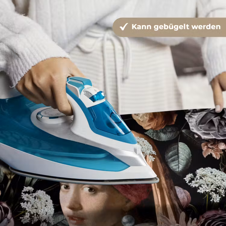 Meisje met de parel - Bloemen - Vermeer - Pastel - Kunstwerk - Schilderij - Oude meesters Wandkleed katoen klein -tsfeer9_DE