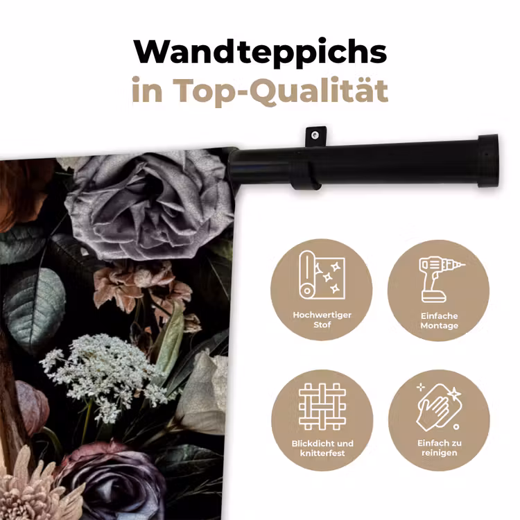 Meisje met de parel - Bloemen - Vermeer - Pastel - Kunstwerk - Schilderij - Oude meesters Wandkleed katoen klein -tsfeer2_DE