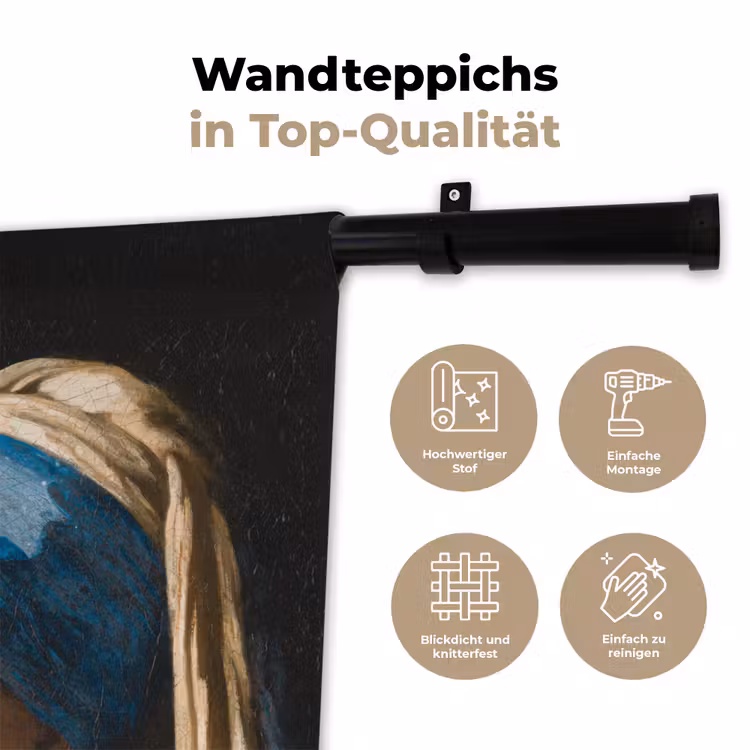 Meisje met de parel - Johannes Vermeer - Sigaretten Wandkleed katoen klein -tsfeer2_DE