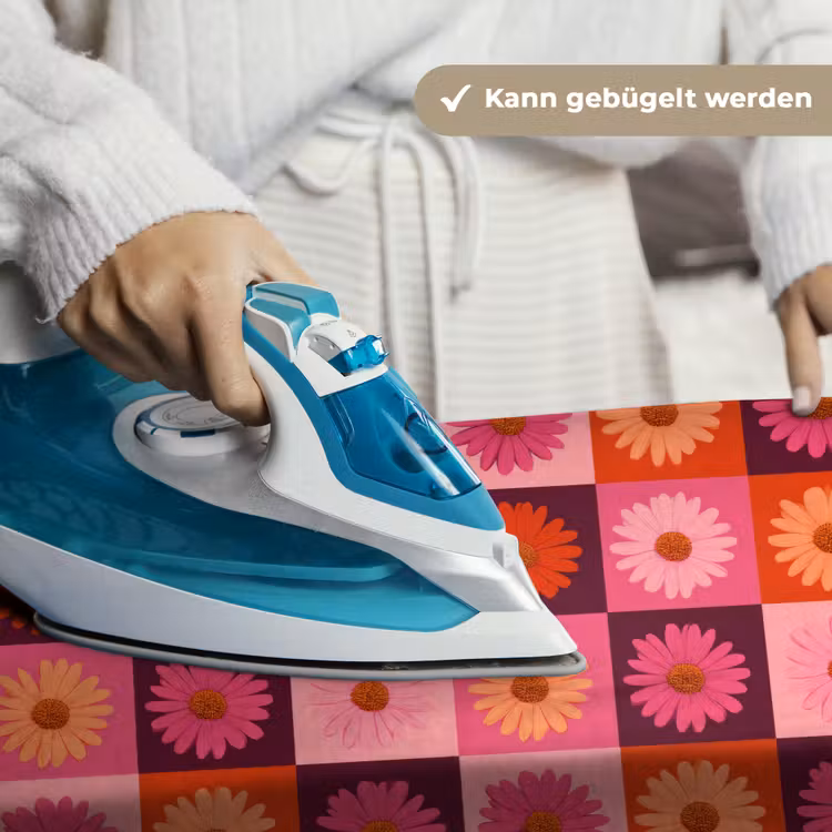 Madeliefjes - Dambord - Retro - Roze - Oranje Wandkleed katoen klein 269 -tsfeer9_DE